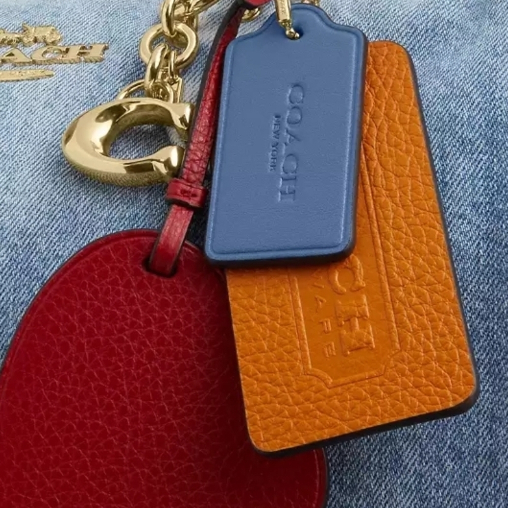 FIRM💙Coach LOVED Denim LARGE ROWAN Red Heart Charm💙 NWT 1 LEFT💙 Style CDY75 - Picture 3 of 16